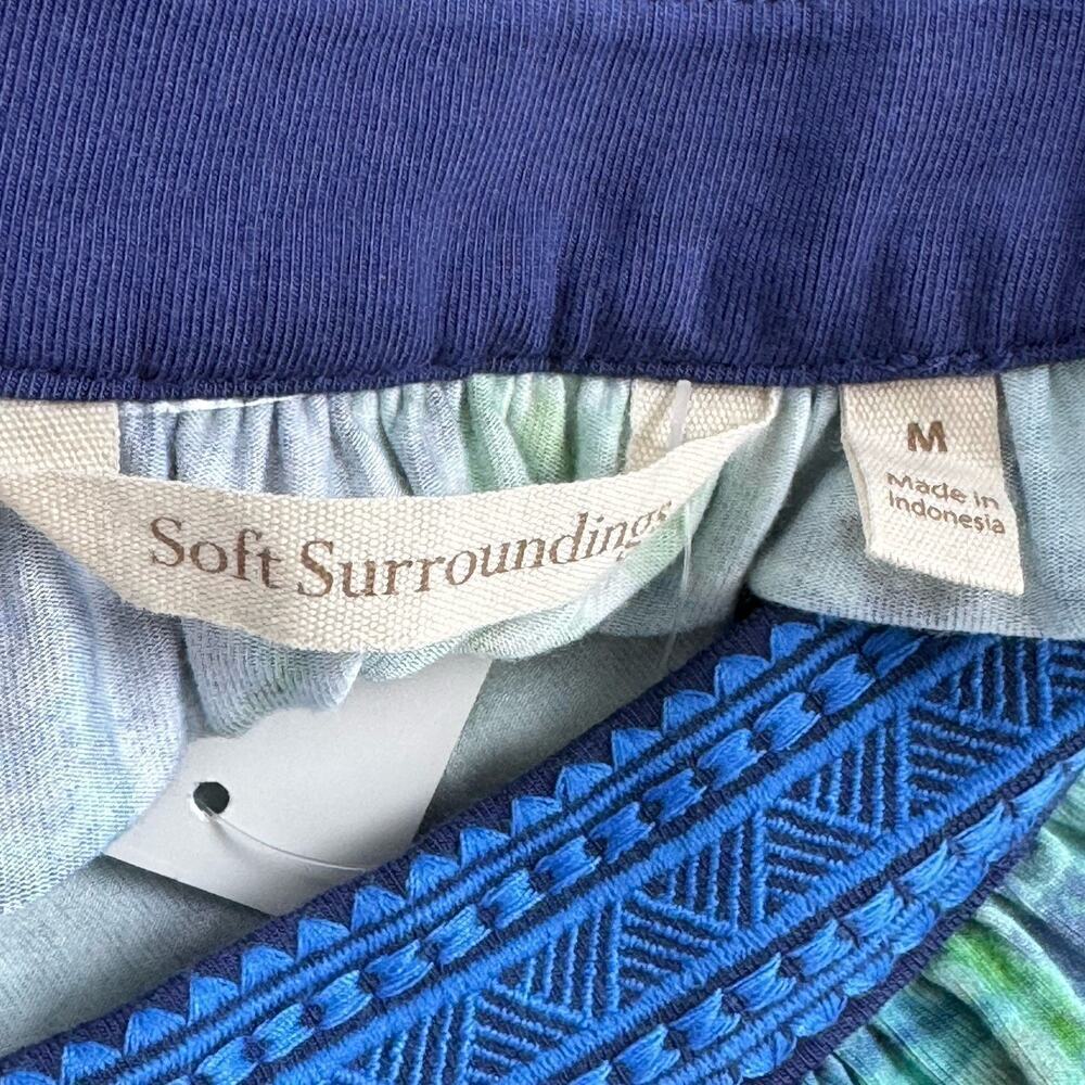 NWT Soft Surroundings Odessa Blue Multi Tropical Stretch Knit Blouse Women's M - Picture 9 of 13
